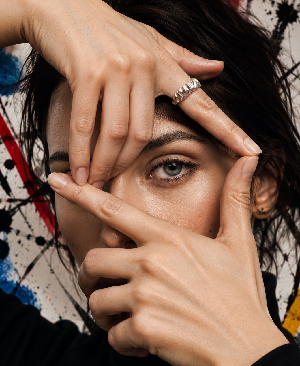 Editorial close-up portrait used in the RAW District campaign.